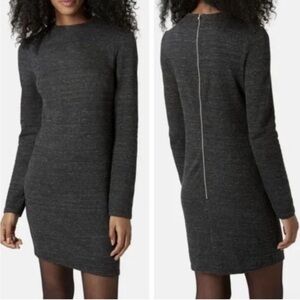 TopShop Knit Back Zipper Sweater Mini Dress Charcoal Gray 6